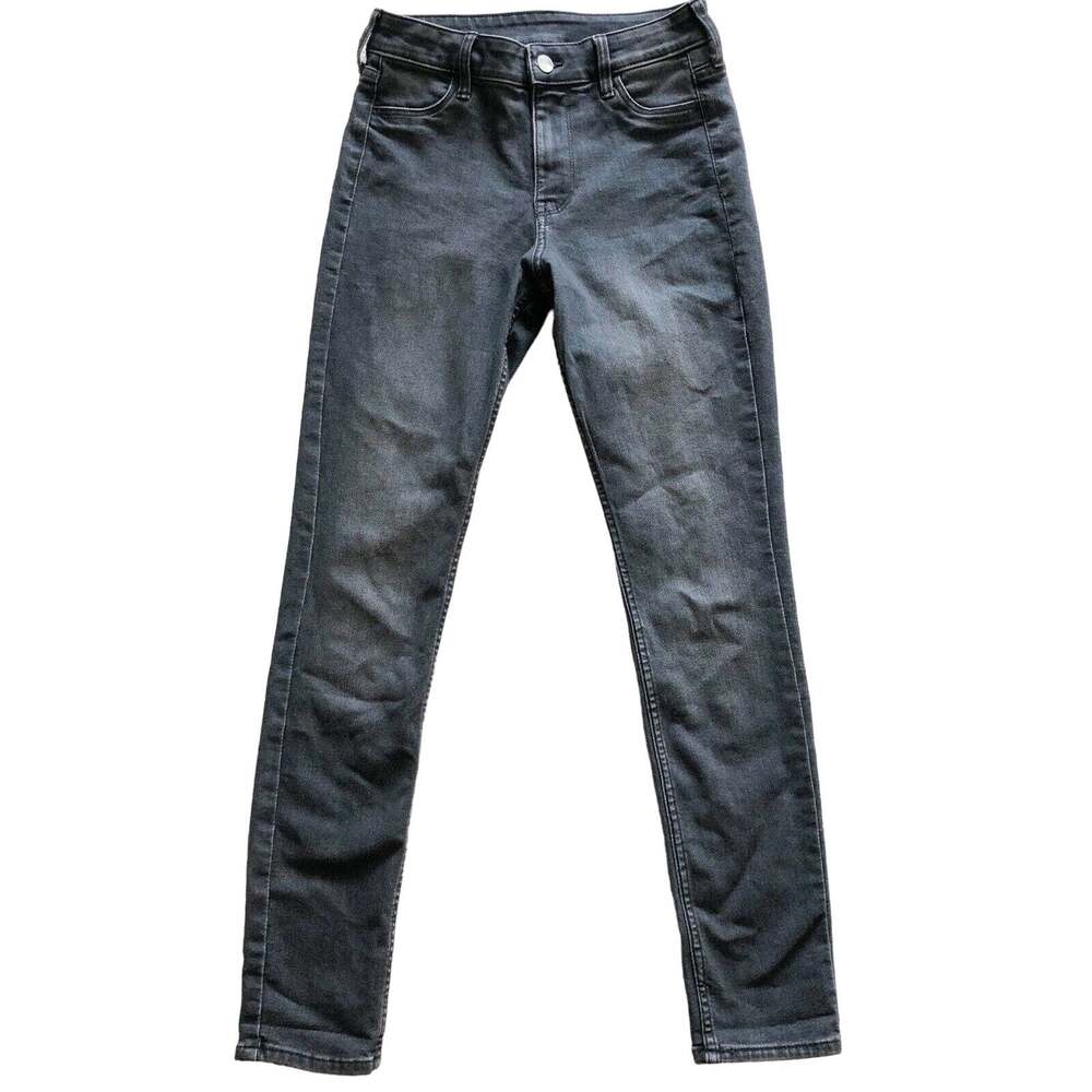 H&M &Denim Size 0 Womens Black Faded Charcoal Mid-Rise Ankle Skinny Denim Jeans